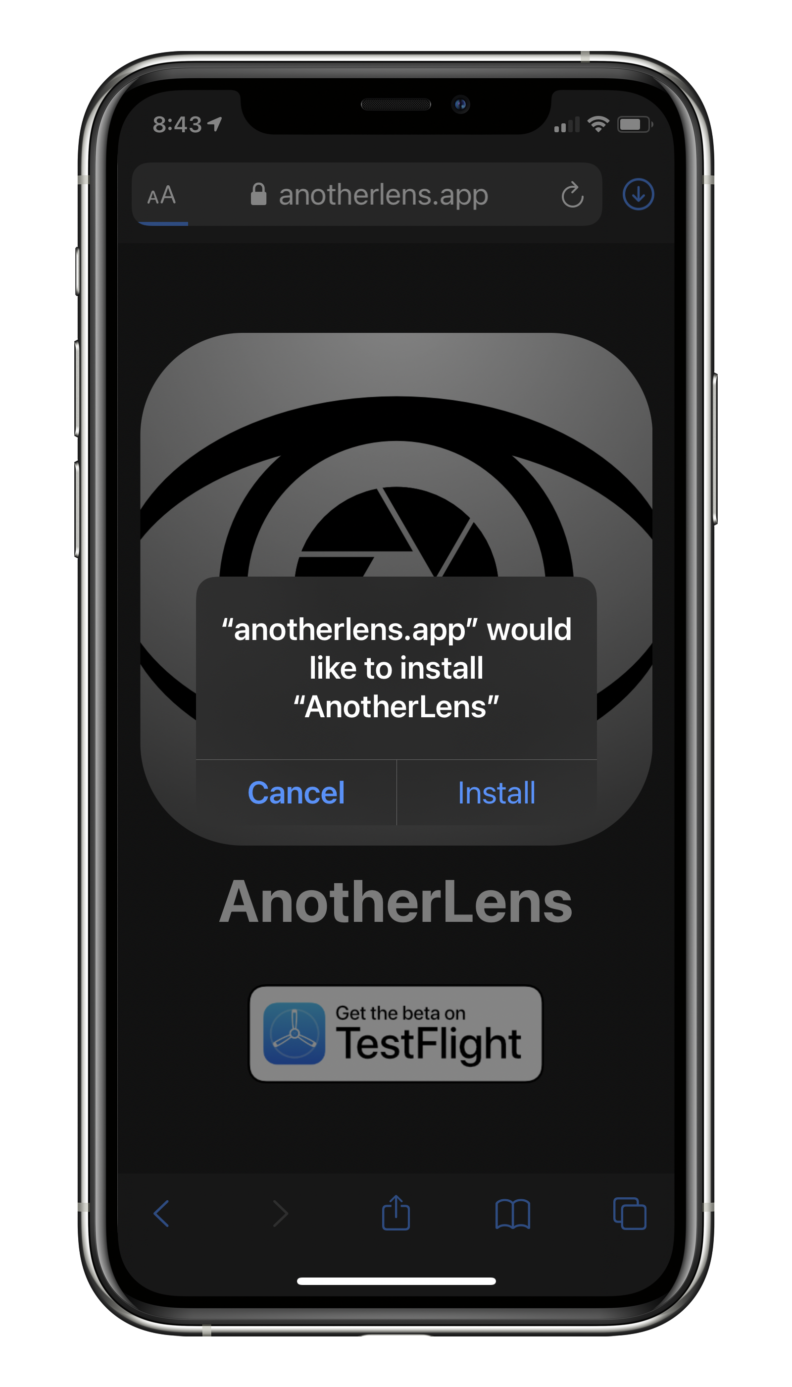 Installing my app AnotherLens via the web